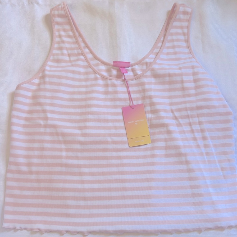 Light Pink & White Cropped Tank